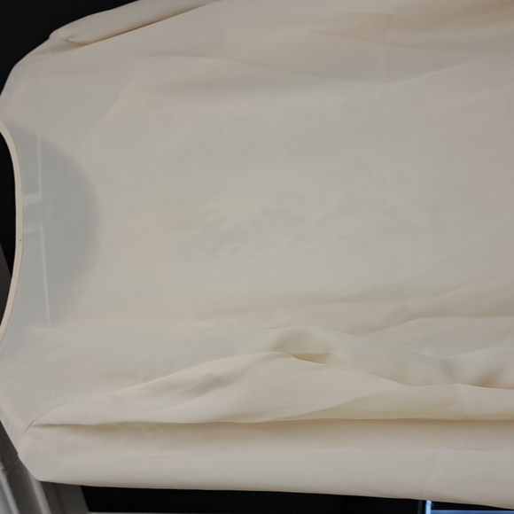 AB Studio Cream Lace Sheer Bell Sleeve Tunic Blouse M - Picture 3 of 5